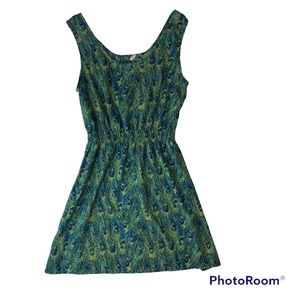 Ali & Kris Feather Print Dress Blue Green Great Looking Gently Worn